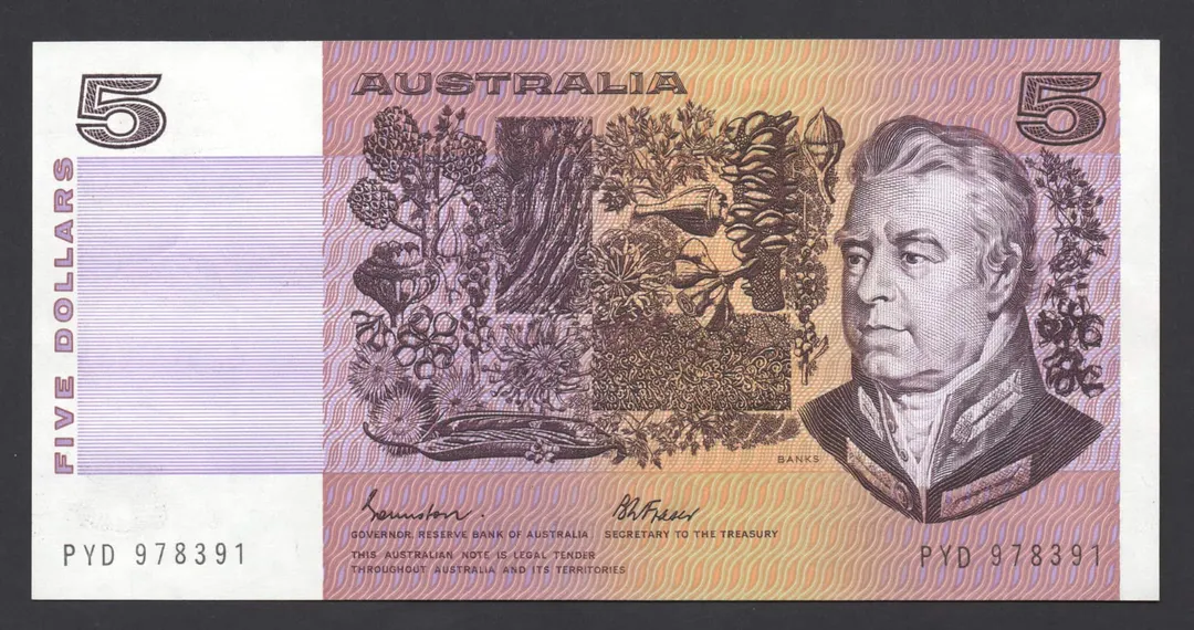 Lot 45 — 1985 $5 Johnston/Fraser Gothic General Prefix []