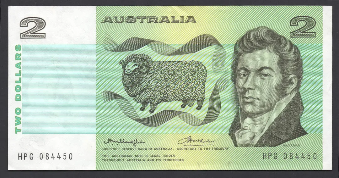 Lot 22 — 1976 $2 Knight/Wheeler Gothic Centre Thread General Prefix []