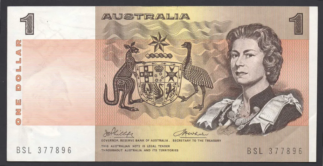 Lot 5 — 1974 $1 Phillips/Wheeler Australia General Prefix []