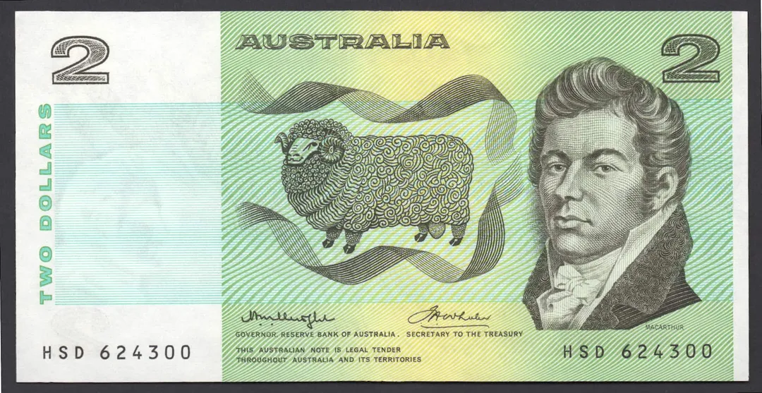 Lot 24 — 1976 $2 Knight/Wheeler OCRB Centre Thread General Prefix []