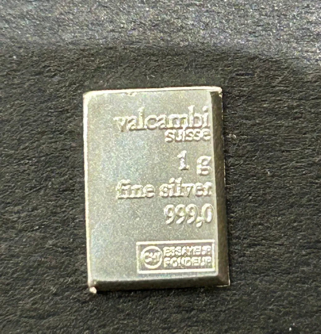 Lot 2 — Mini Silver - Valcambi Suisse 1g 999 Fine Silver Bar