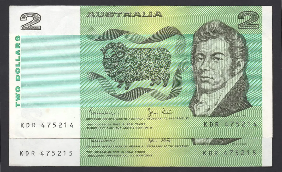 Lot 28 — 1983 $2 Johnston/Stone General Prefix Pair []