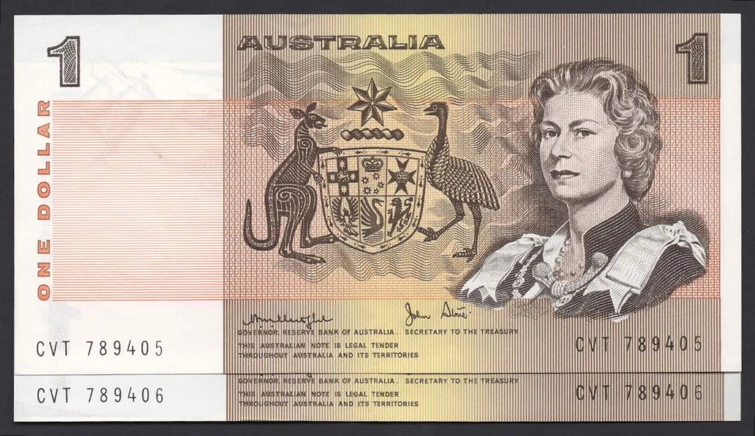 Lot 10 — 1979 $1 Knight/Stone General Prefix Pair []