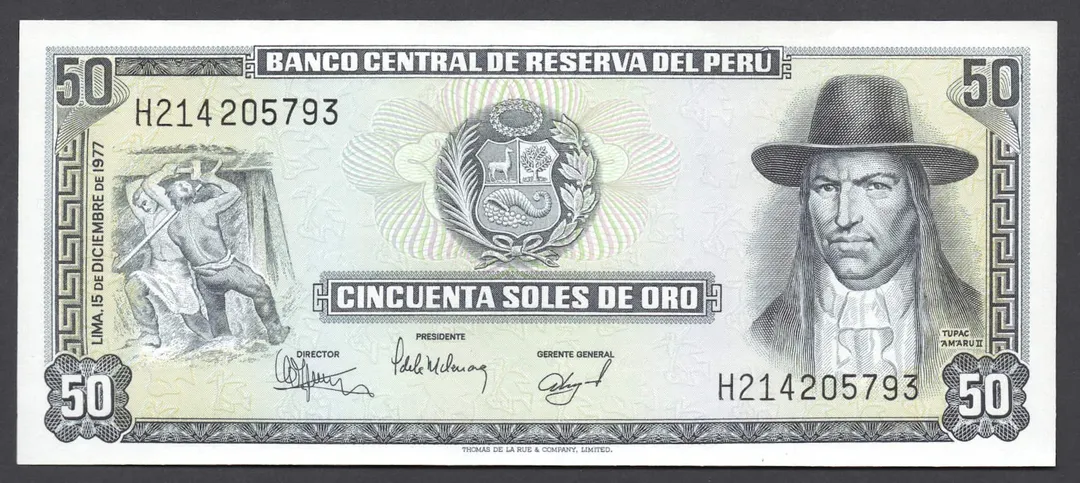 Lot 16 — Peru 50 Soles de Oro Banknote