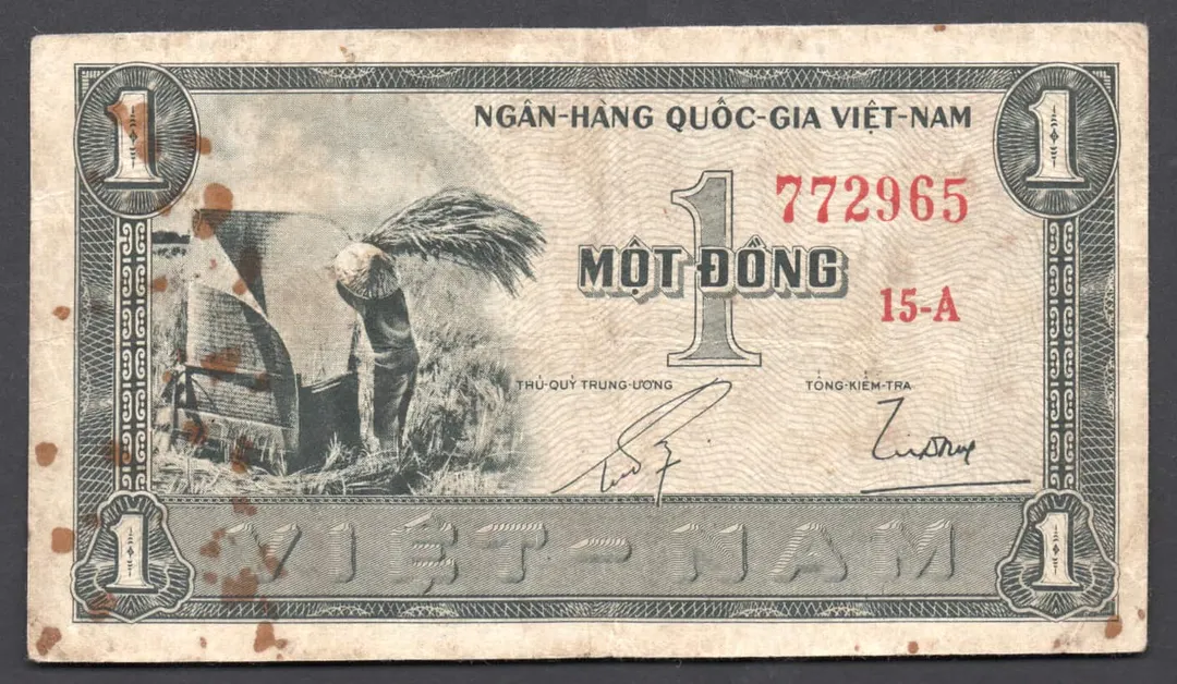 Lot 46 — South Vietnam 1 Đồng Banknote – Rice Harvest